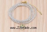 GMN7400 4mm faceted round tiny white jade beaded necklace with constellation charm