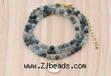 GMN7403 4mm faceted round tiny moss agate beaded necklace with constellation charm