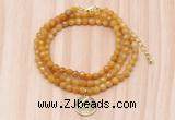 GMN7409 4mm faceted round tiny yellow jade beaded necklace with constellation charm