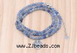 GMN7410 4mm faceted round tiny blue aventurine beaded necklace with constellation charm