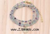 GMN7414 4mm faceted round tiny fluorite beaded necklace with constellation charm