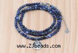 GMN7417 4mm faceted round tiny sodalite beaded necklace with constellation charm