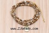 GMN7427 4mm faceted round tiny picture jasper beaded necklace with constellation charm