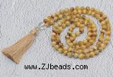 GMN743 Hand-knotted 8mm, 10mm golden tiger eye 108 beads mala necklaces with tassel