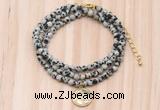 GMN7430 4mm faceted round tiny dalmatian jasper beaded necklace with constellation charm