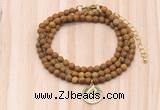 GMN7431 4mm faceted round tiny wooden jasper beaded necklace with constellation charm