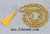 GMN745 Hand-knotted 8mm, 10mm golden tiger eye 108 beads mala necklaces with tassel