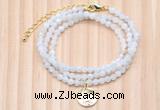 GMN7451 4mm faceted round tiny white moonstone beaded necklace with constellation charm