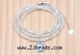 GMN7452 4mm faceted round tiny white moonstone beaded necklace with constellation charm