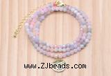 GMN7457 4mm faceted round tiny morganite beaded necklace with constellation charm