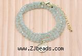 GMN7462 4mm faceted round prehnite beaded necklace with constellation charm