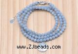 GMN7468 4mm faceted round blue angel skin beaded necklace with constellation charm