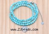 GMN7469 4mm faceted round amazonite beaded necklace with constellation charm