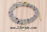 GMN7514 4mm faceted round tiny fluorite beaded necklace with letter charm