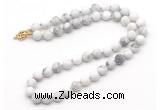 GMN7600 18 - 36 inches 8mm, 10mm matte white howlite beaded necklaces