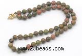 GMN7604 18 - 36 inches 8mm, 10mm matte unakite beaded necklaces