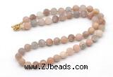 GMN7636 18 - 36 inches 8mm, 10mm matte sunstone beaded necklaces