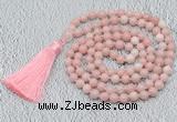 GMN770 Hand-knotted 8mm, 10mm Chinese pink opal 108 beads mala necklaces with tassel