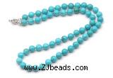 GMN7702 18 - 36 inches 8mm, 10mm round turquoise beaded necklaces