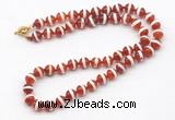 GMN7730 18 - 36 inches 8mm, 10mm round red Tibetan agate beaded necklaces