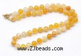 GMN7743 18 - 36 inches 8mm, 10mm round yellow banded agate beaded necklaces