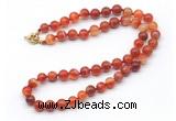 GMN7745 18 - 36 inches 8mm, 10mm round red banded agate beaded necklaces