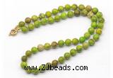 GMN7789 18 - 36 inches 8mm, 10mm round green sea sediment jasper beaded necklaces
