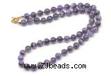 GMN7798 18 - 36 inches 8mm, 10mm round dogtooth amethyst beaded necklaces