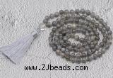 GMN780 Hand-knotted 8mm, 10mm labradorite 108 beads mala necklaces with tassel