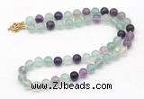 GMN7801 18 - 36 inches 8mm, 10mm round fluorite beaded necklaces