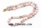 GMN7830 18 - 36 inches 8mm, 10mm round natural pink opal beaded necklaces