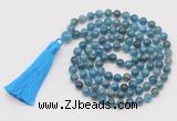 GMN788 Hand-knotted 8mm, 10mm apatite 108 beads mala necklace with tassel