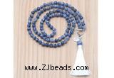 GMN8201 18 - 36 inches 8mm blue spot stone 54, 108 beads mala necklace with tassel