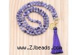 GMN8204 18 - 36 inches 8mm dogtooth amethyst 54, 108 beads mala necklace with tassel