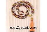 GMN8212 18 - 36 inches 8mm mookaite 54, 108 beads mala necklace with tassel