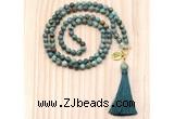 GMN8214 18 - 36 inches 8mm African turquoise 54, 108 beads mala necklace with tassel