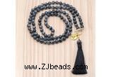 GMN8220 18 - 36 inches 8mm black labradorite 54, 108 beads mala necklace with tassel