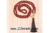 GMN8223 18 - 36 inches 8mm red agate 54, 108 beads mala necklace with tassel