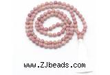 GMN8415 8mm, 10mm pink wooden jasper 27, 54, 108 beads mala necklace with tassel