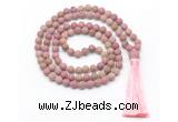 GMN8448 8mm, 10mm matte pink wooden jasper 27, 54, 108 beads mala necklace with tassel