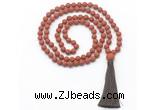 GMN8449 8mm, 10mm matte red jasper 27, 54, 108 beads mala necklace with tassel