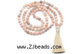 GMN8471 8mm, 10mm sunstone 27, 54, 108 beads mala necklace with tassel