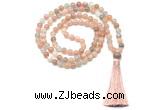 GMN8472 8mm, 10mm rainbow moonstone 27, 54, 108 beads mala necklace with tassel