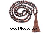 GMN8479 8mm, 10mm red tiger eye 27, 54, 108 beads mala necklace with tassel
