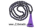 GMN8483 8mm, 10mm purple tiger eye 27, 54, 108 beads mala necklace with tassel