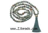 GMN8527 8mm, 10mm African turquoise 27, 54, 108 beads mala necklace with tassel