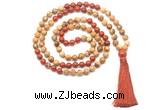GMN8552 8mm, 10mm picture jasper & red jasper 108 beads mala necklace with tassel