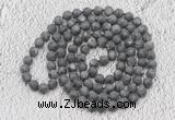 GMN917 Hand-knotted 8mm, 10mm matte black labradorite 108 beads mala necklaces