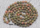 GMN920 Hand-knotted 8mm, 10mm matte unakite 108 beads mala necklaces