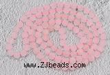 GMN929 Hand-knotted 8mm, 10mm matte rose quartz 108 beads mala necklaces